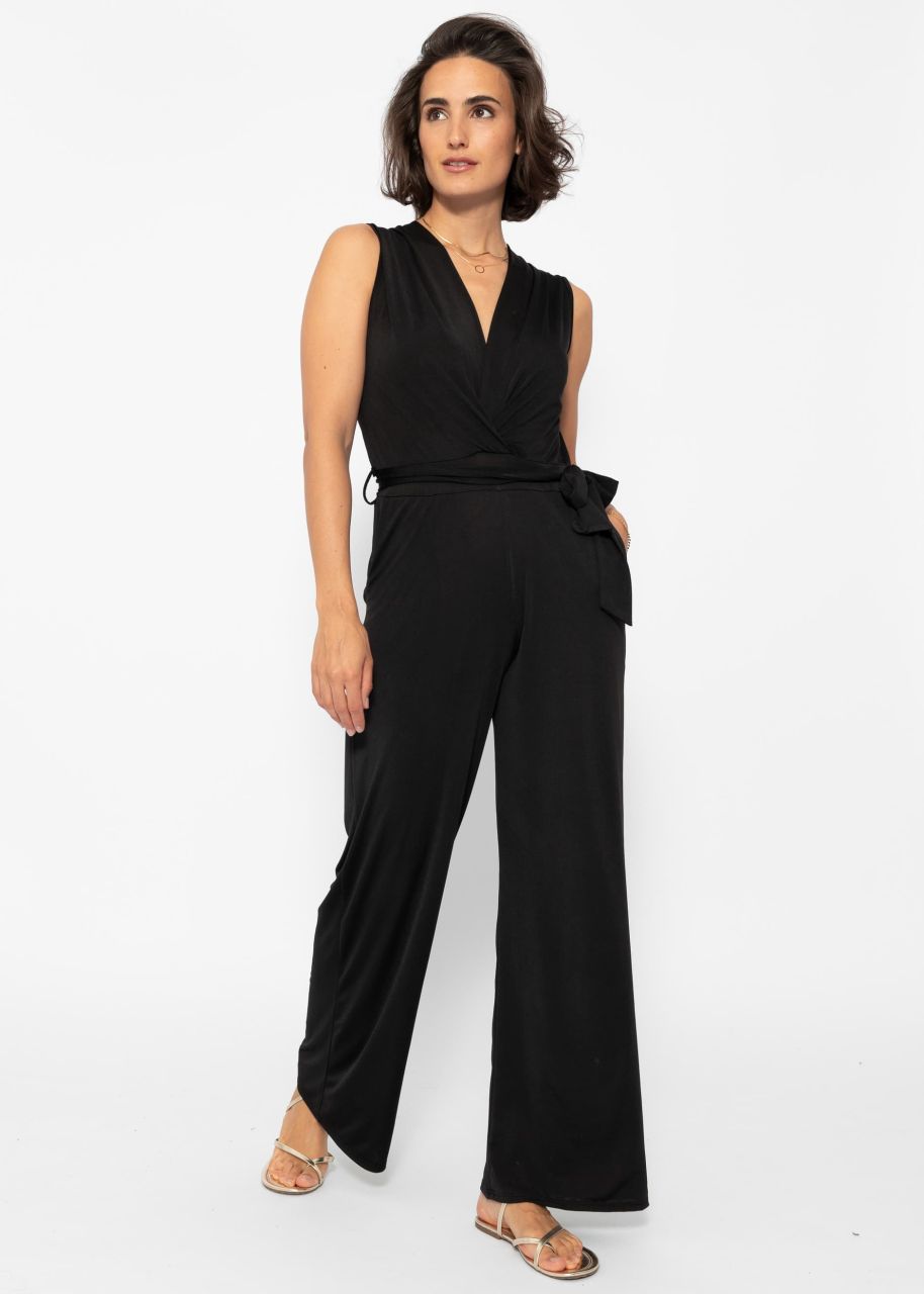 Fließender Jersey Jumpsuit - schwarz