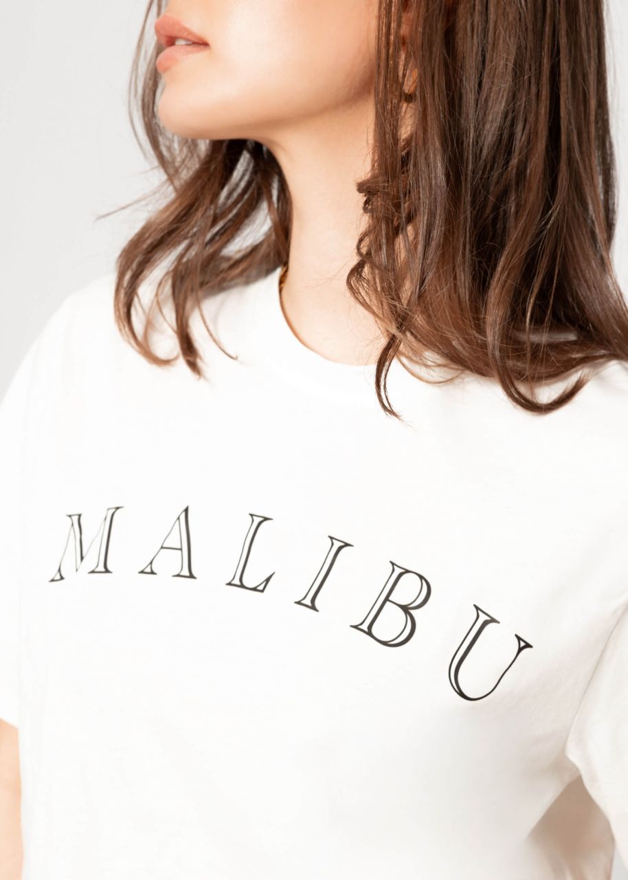 Oversize T-Shirt mit MALIBU Print - offwhite