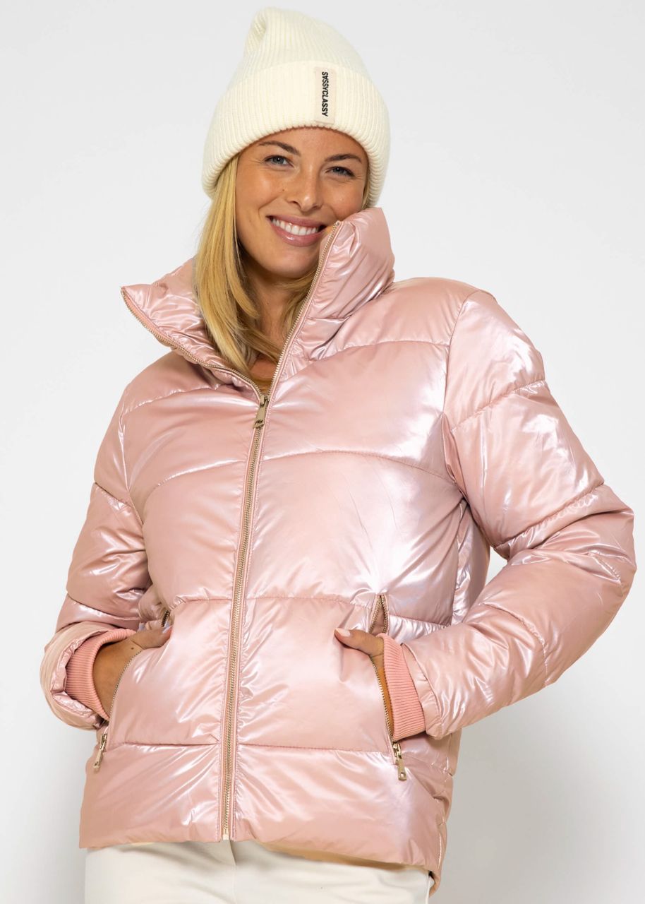 Pufferjacke mit Stehkragen - rosa