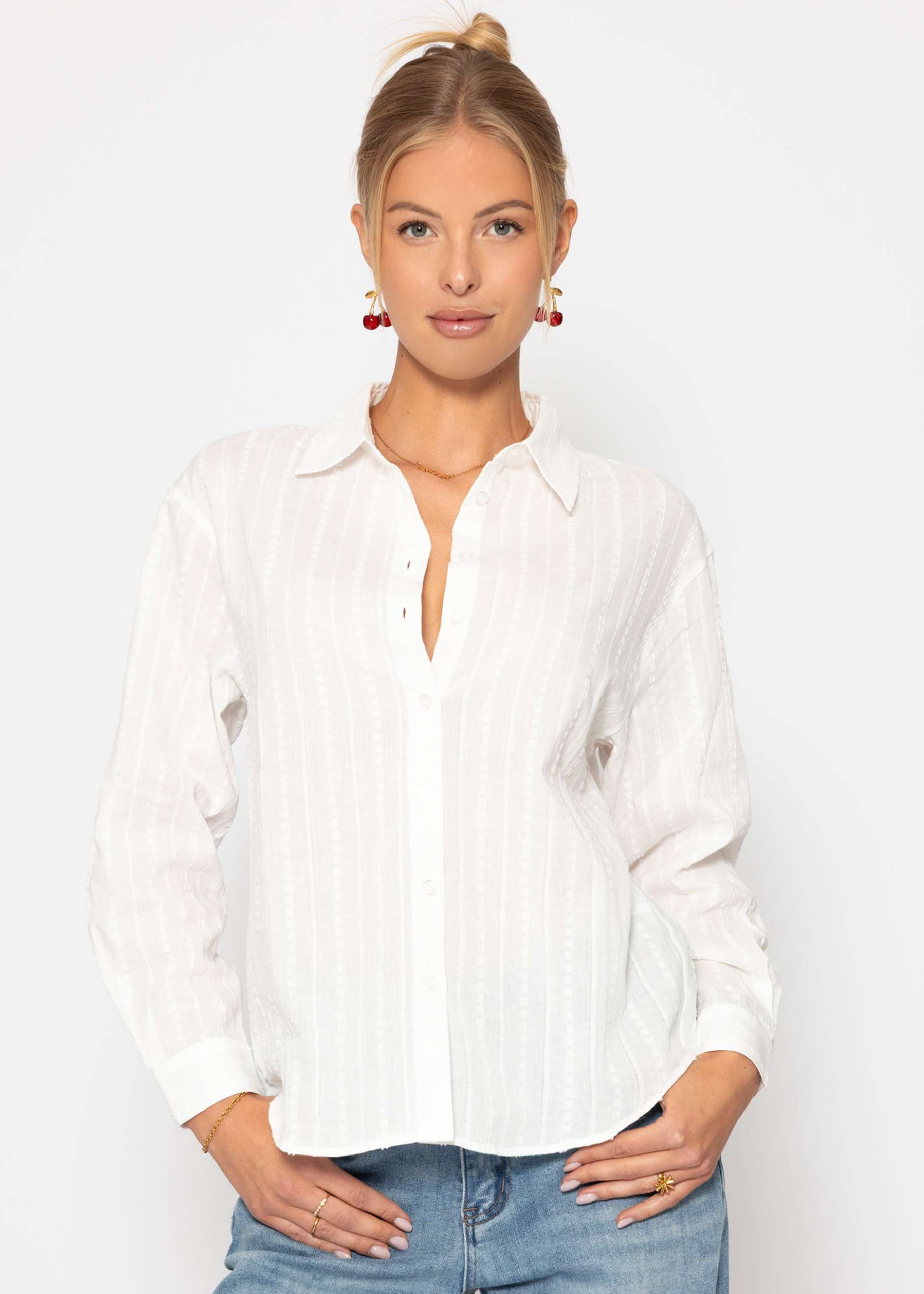 Lässige Bluse mit Struktur - weiß