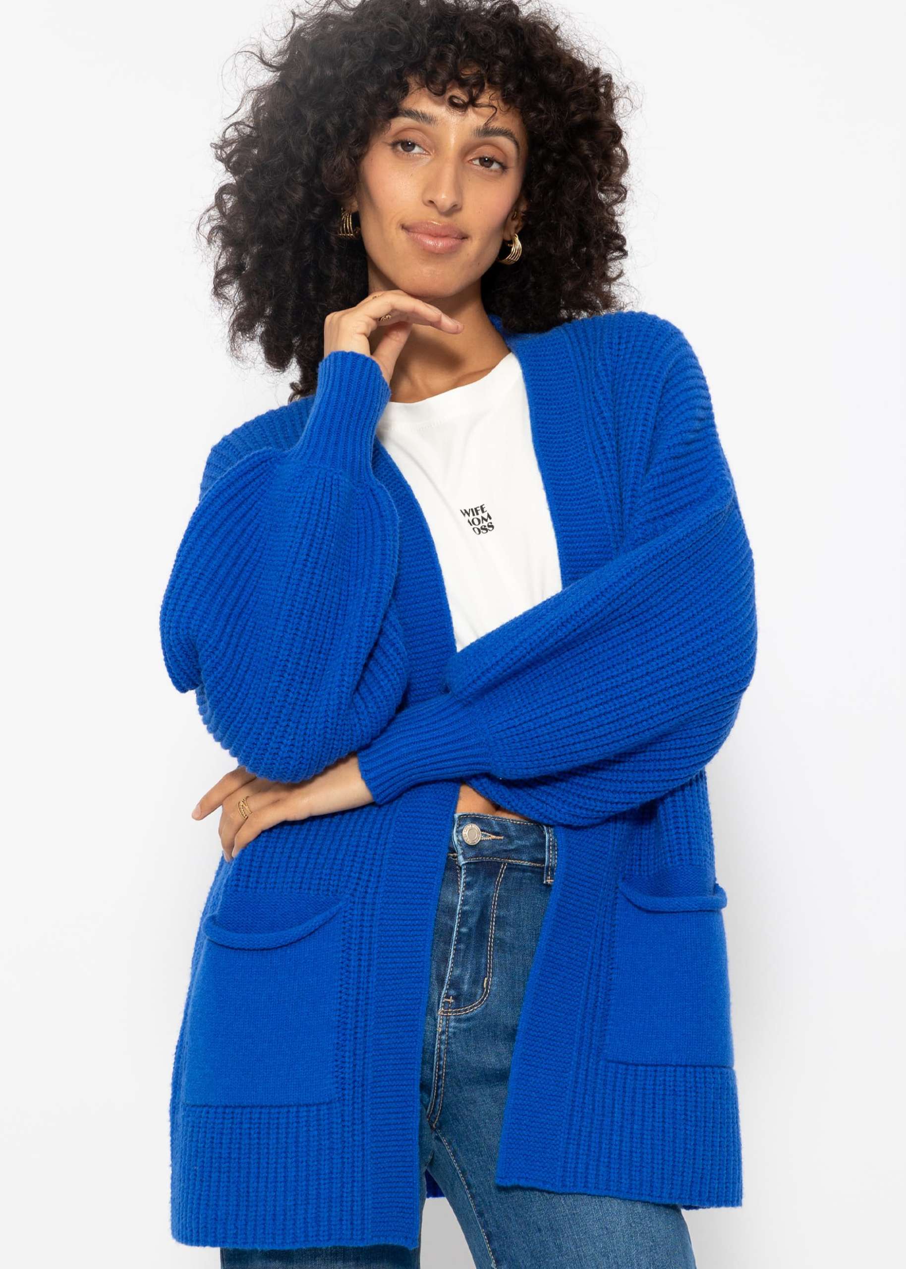 Soft Strick Cardigan mit Taschen - royalblau