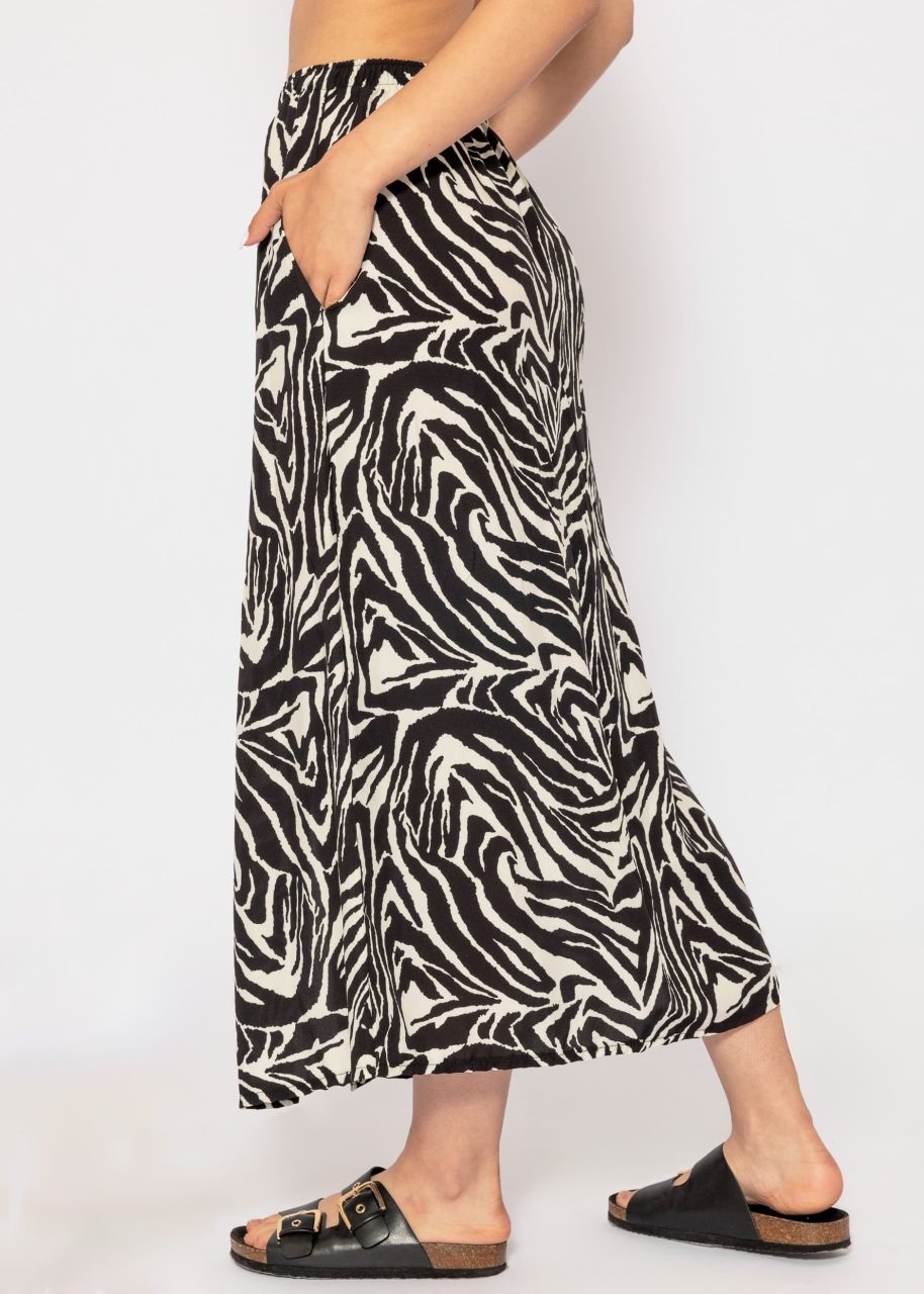 Langer Rock mit Zebra-Print - schwarz-offwhite