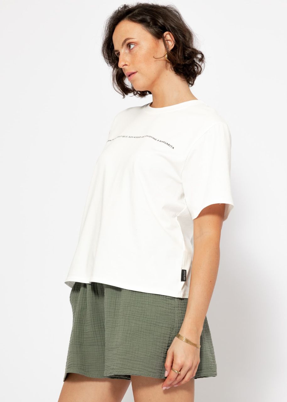 Oversize T-Shirt mit Print - offwhite