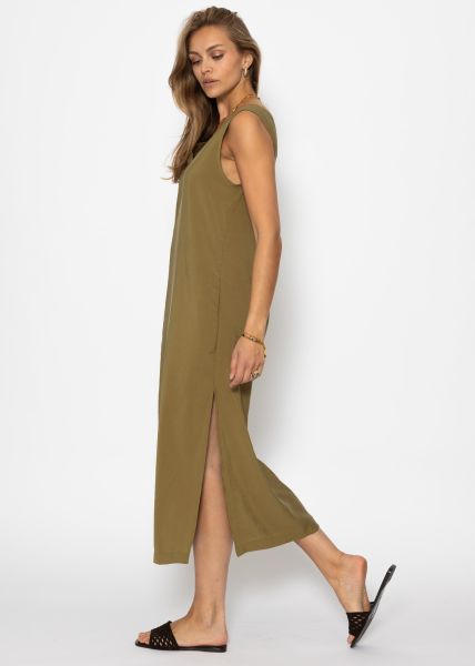 Maxi Kleid mit V-Ausschnitt - khaki