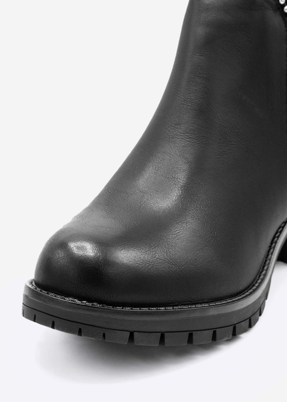 Chelsea-Boots mit silbernen Kugelperlen, schwarz