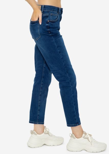 Relax Fit Jeans mit Schlitz - dunkelblau