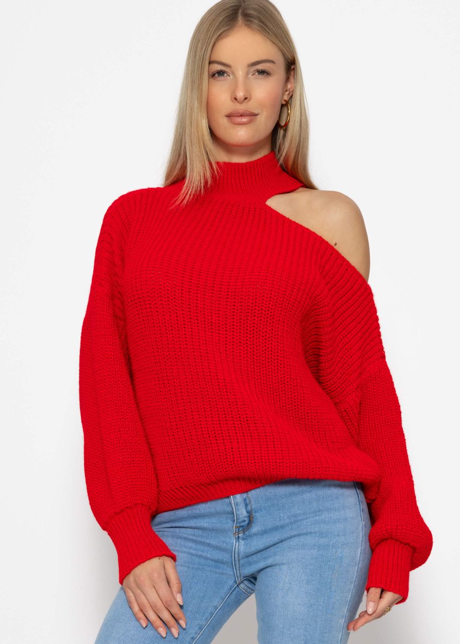 Oversize Cut-Out Pullover - rot