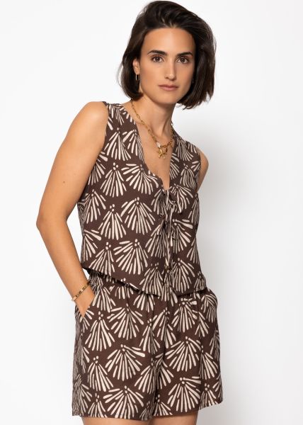 Shorts mit Muschel-Print - braun