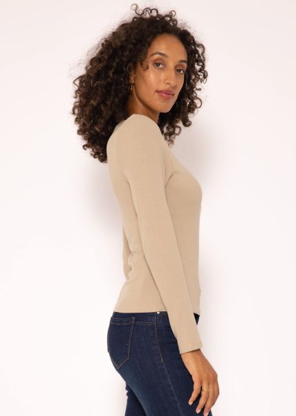 Lockeres Langarmshirt - taupe