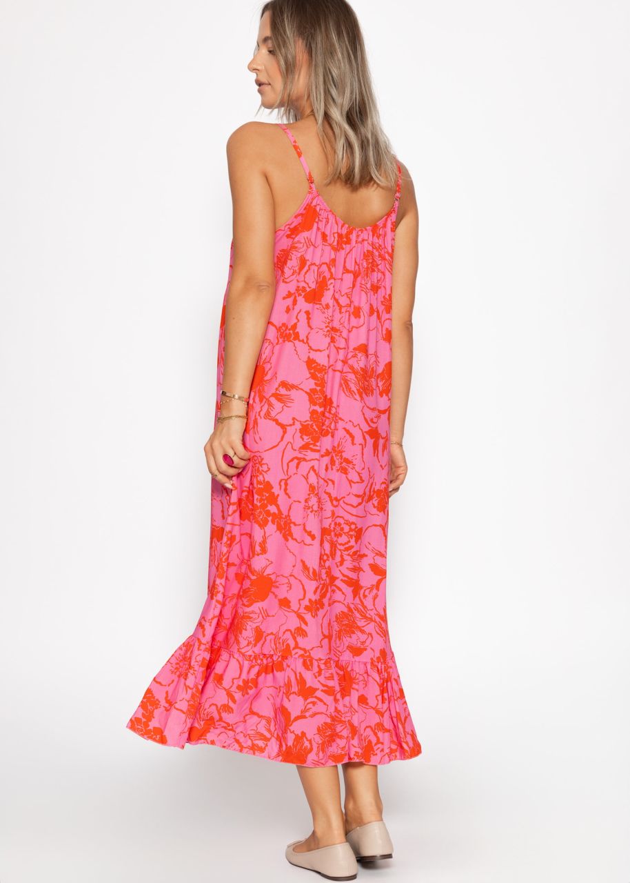 Maxikleid mit Blumen-Print - pink