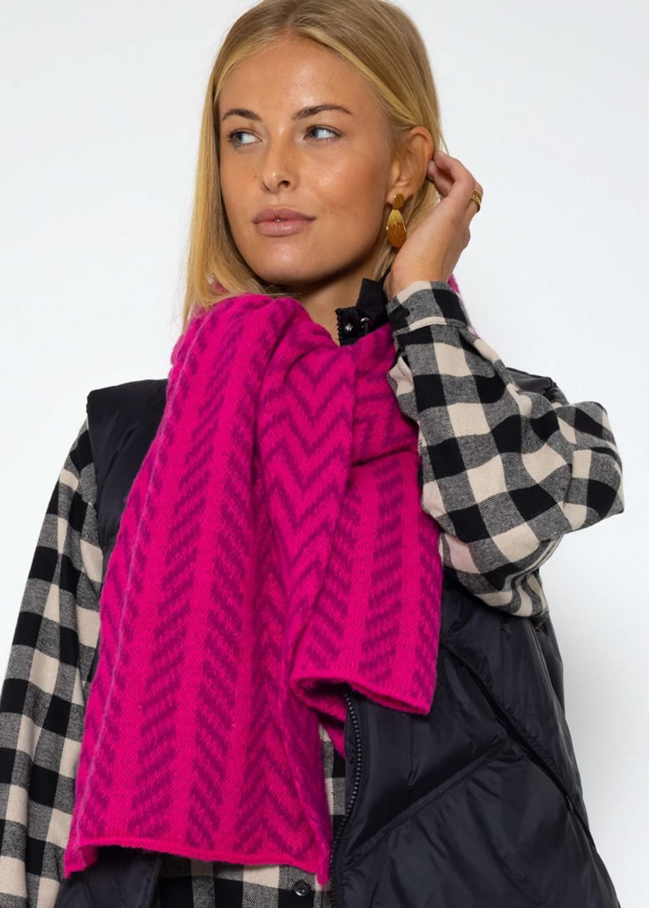 Gemusterter Strickschal - pink-lila