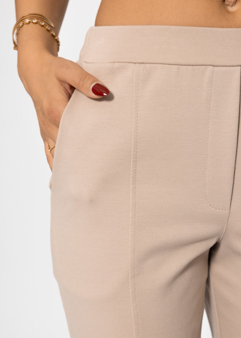 Jersey Chinos mit Ziernaht - beige
