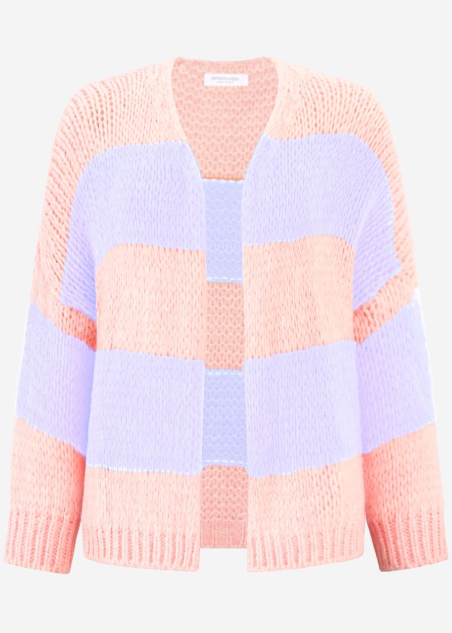 Gestreifter oversize Cardigan - peach-flieder