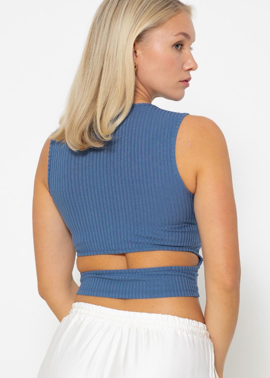 Top mit Cut-Out - jeansblau