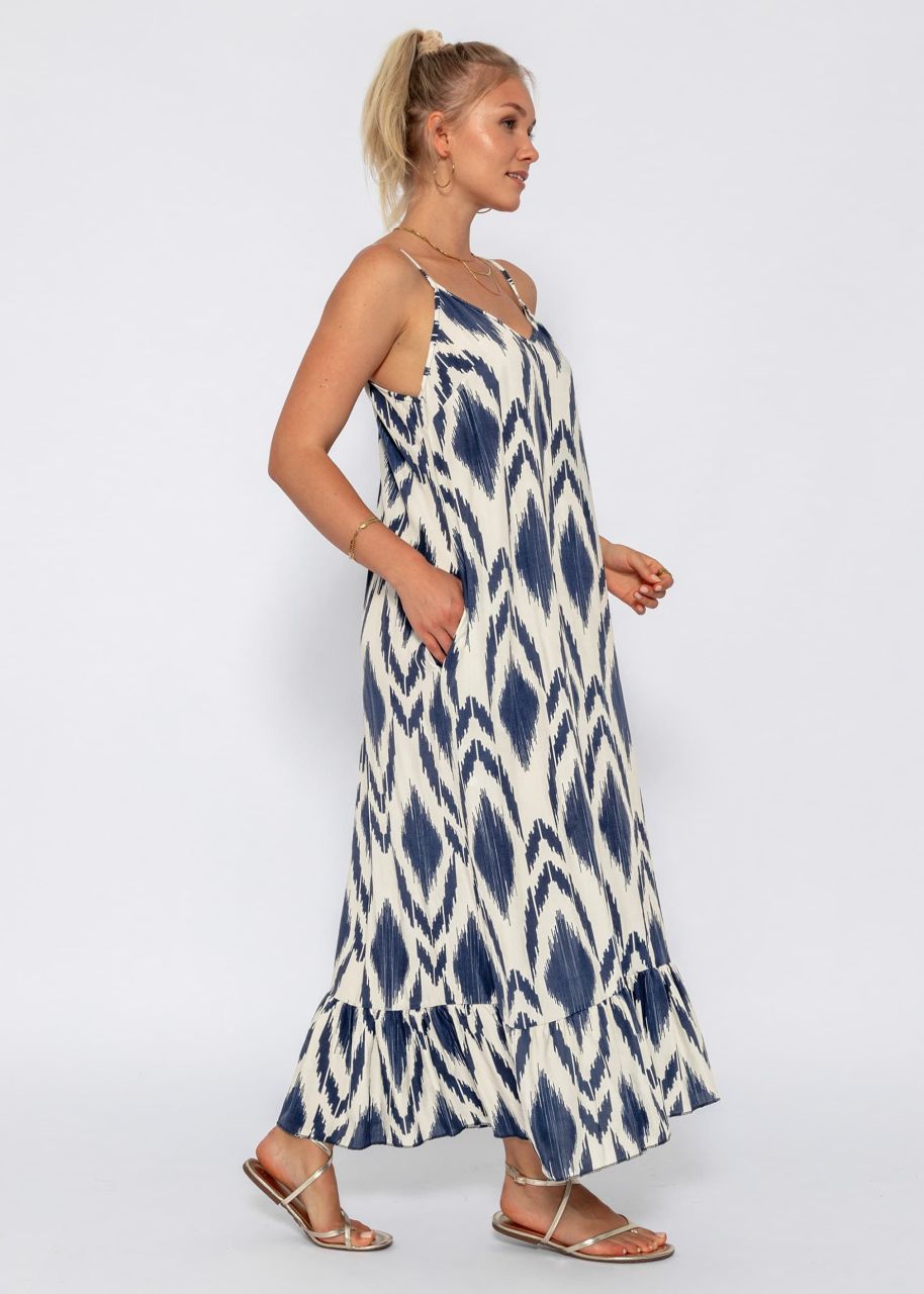 Maxi Kleid mit Print - offwhite-blau