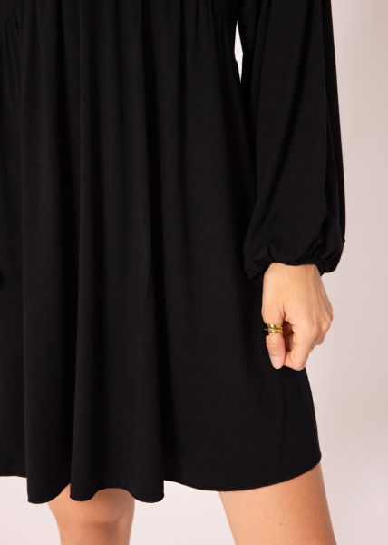 Lässiges Jerseykleid mit V-Ausschnitt, schwarz