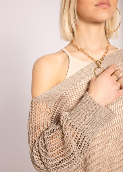 Netz Pullover, taupe