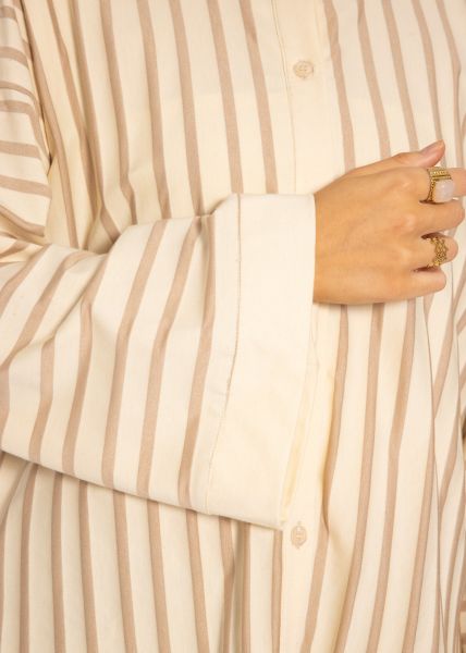 Jersey Kimono Bluse mit Streifen, offwhite/braun