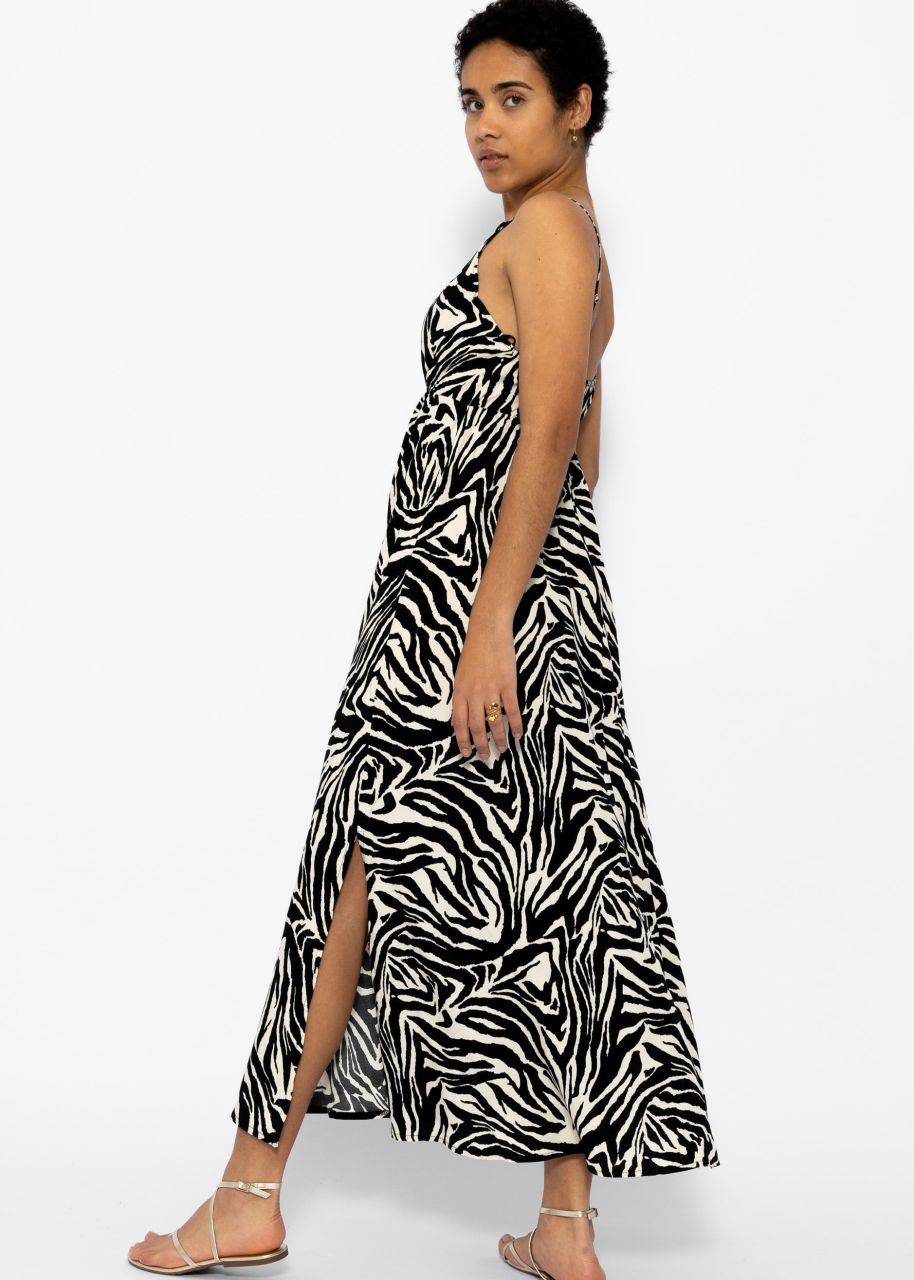 Maxi Kleid mit Zebra-Print - schwarz-weiß