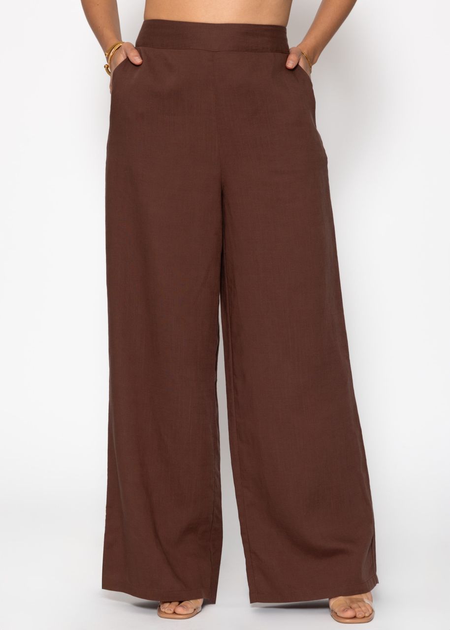 Leinen Hose mit geradem Bein- braun