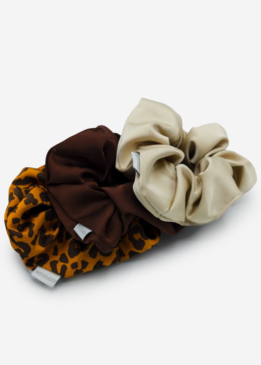 3er Set Scrunchies - leo-braun-champagner