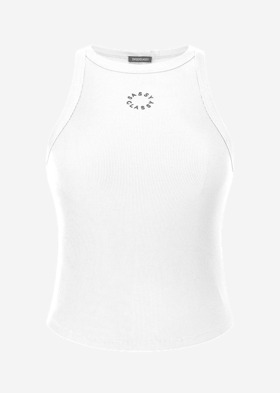 Tank Top mit Stickerei - weiß