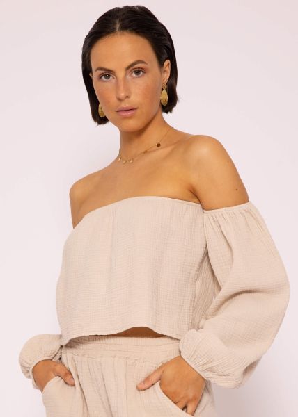 Musselin Top, schulterfrei, beige