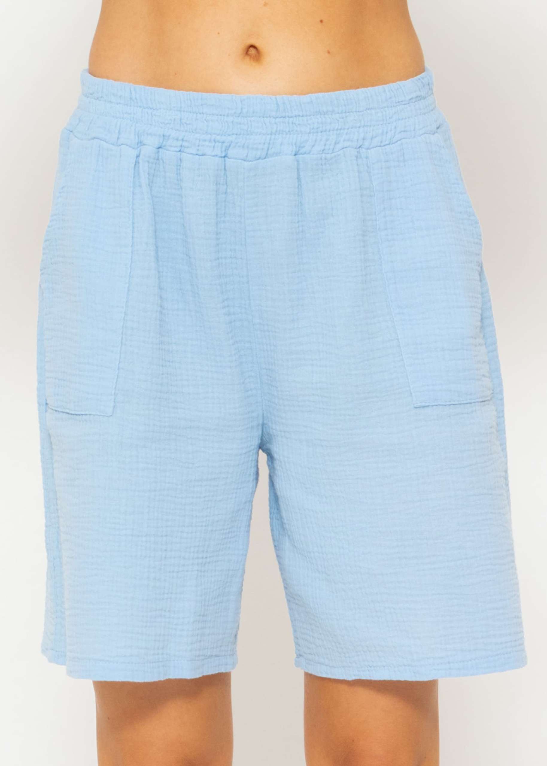 Musselin Bermuda-Shorts, hellblau