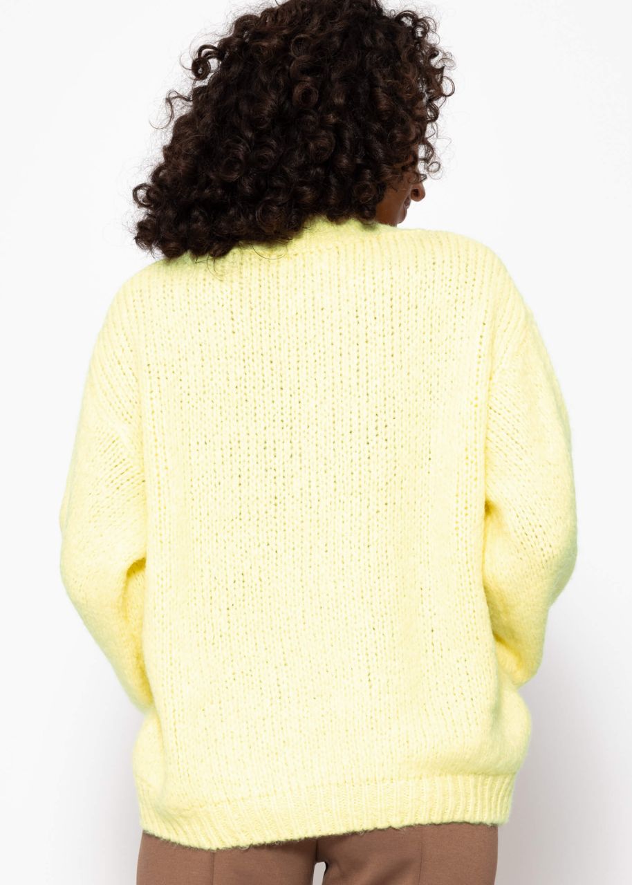 Oversize Pullover mit Rundhals-Ausschnitt - gelb