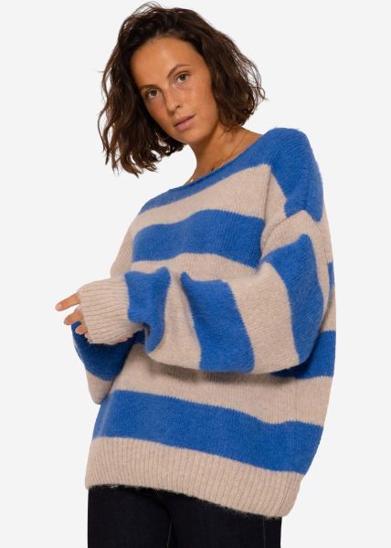 Pullover mit Blockstreifen - blau-beige
