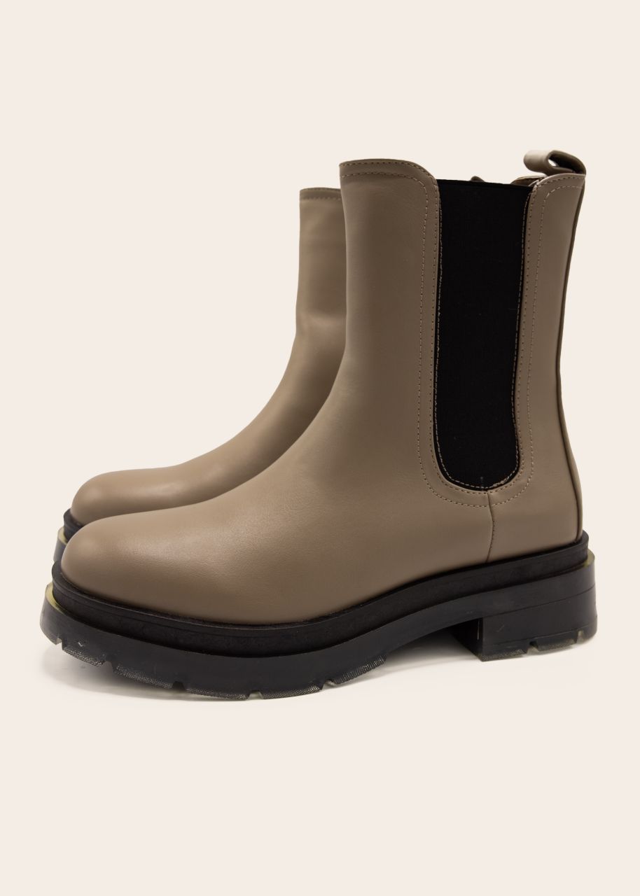 Chelsea Boots mit Plateau, taupe