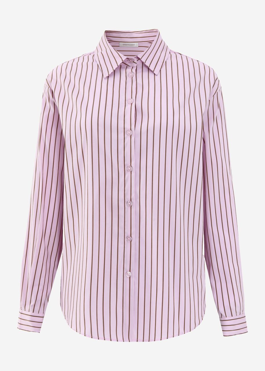 Gestreifte Hemdbluse - rosa