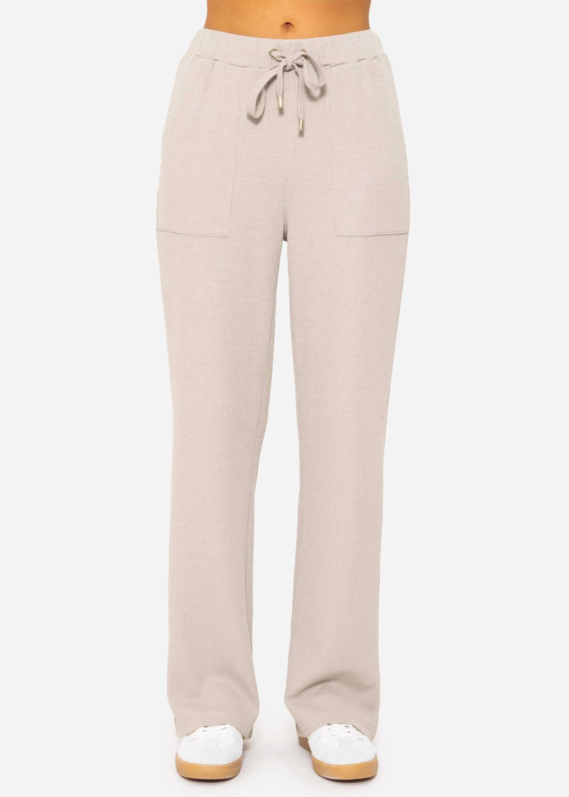 Casual Pants in Waffelpiqué - taupe