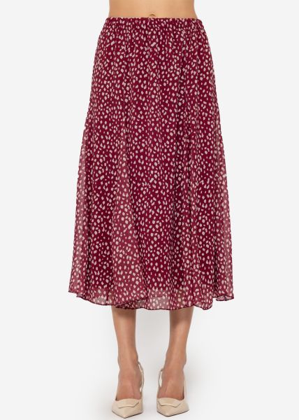 Langer Chiffon Rock mit Print - burgundy