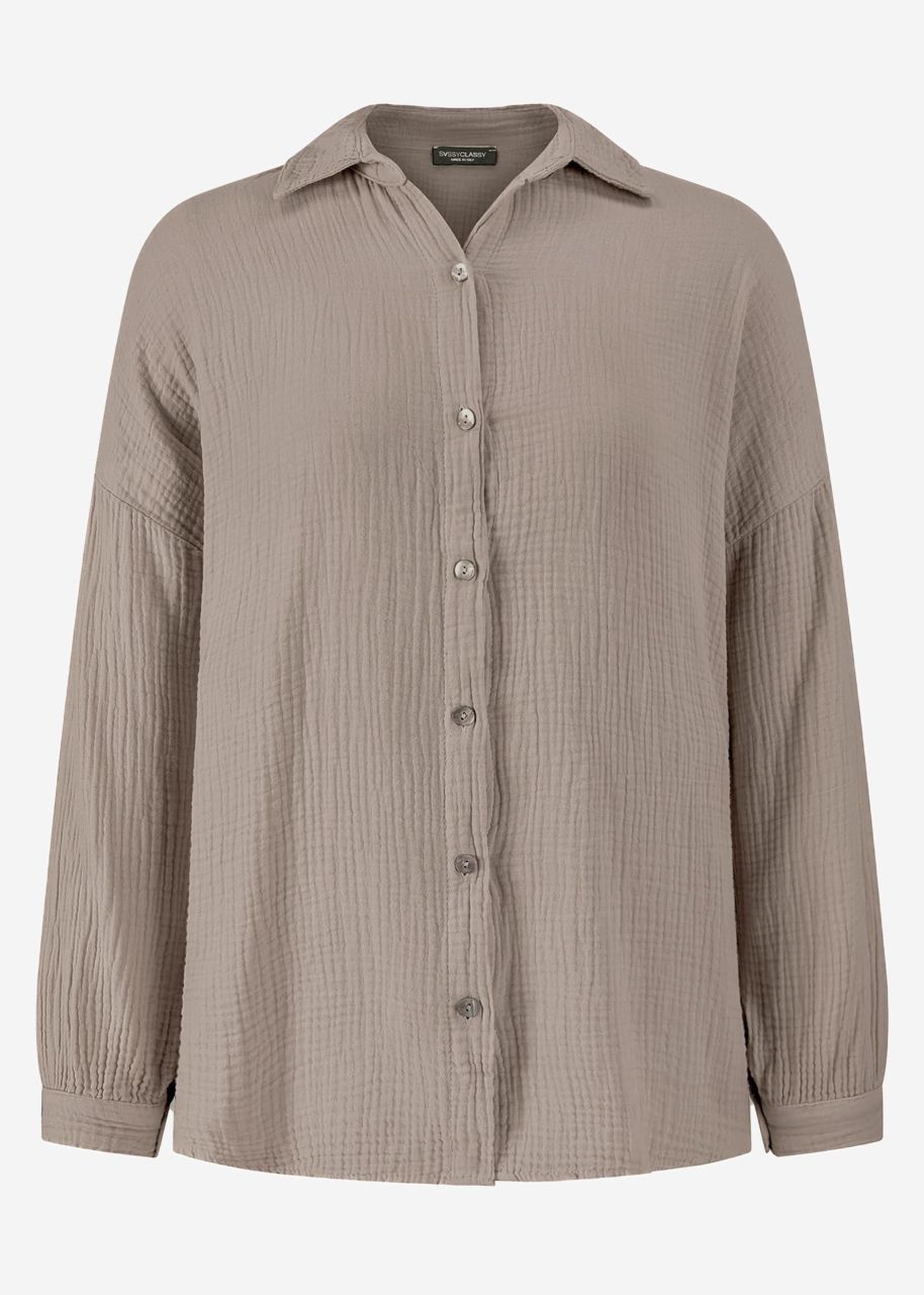 Musselin Bluse im Regular Fit - taupe