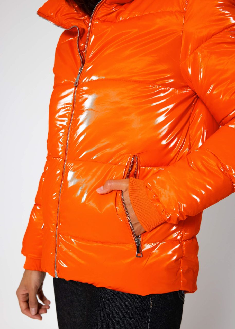 Pufferjacke mit Stehkragen - orange