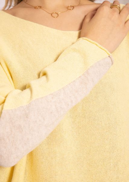 Feiner, zweifarbiger Pullover, gelb/beige