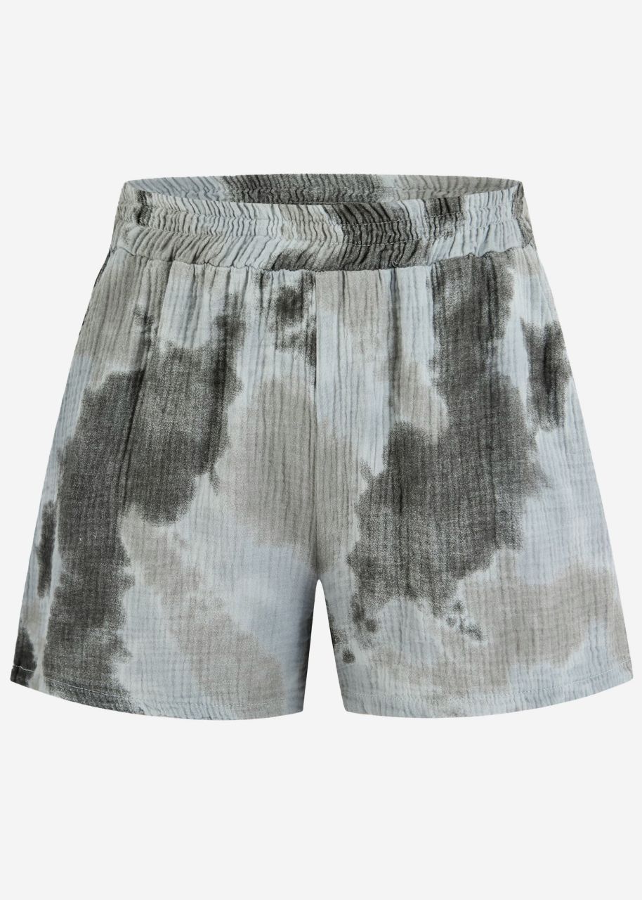 Musselin Shorts mit Print - grau-khaki