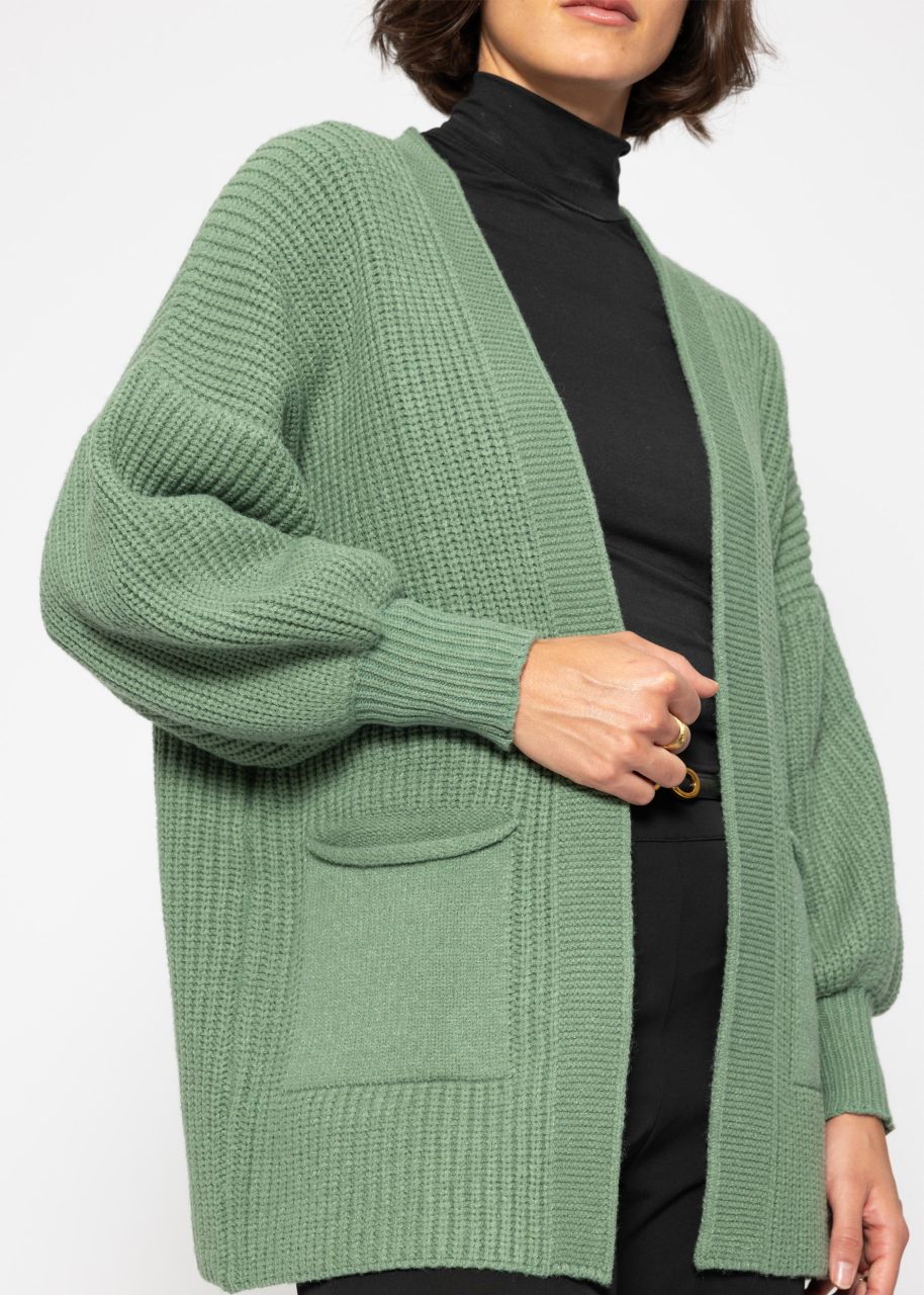 Soft Strick Cardigan mit Taschen - grün