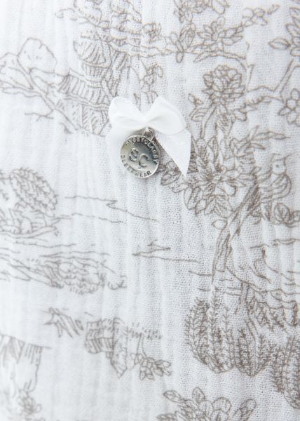 Musselin Pyjamashorts mit Print - weiß-taupe