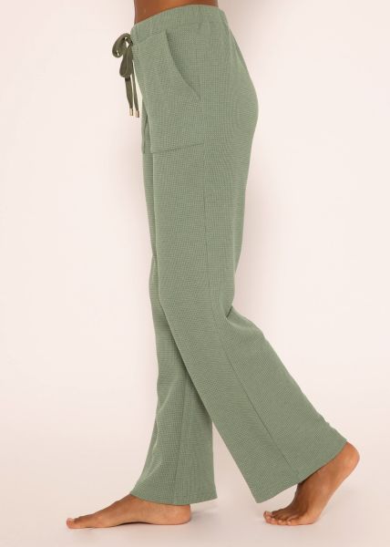 Casual Pants in Waffelpiqué - grün
