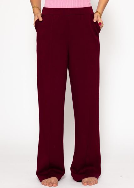 Softe weite Jogginghose mit Biese - burgundy