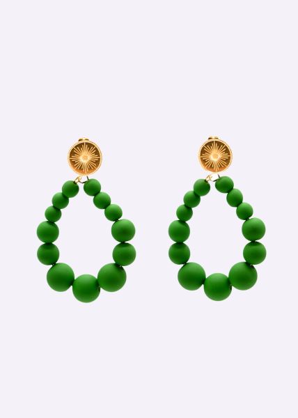 Ohrstecker gold mit Perlen, grün