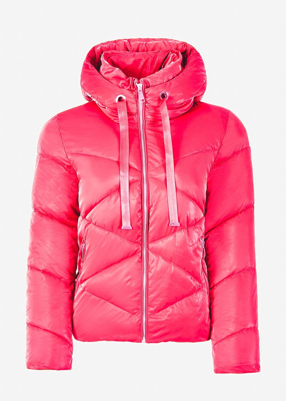 Pufferjacke mit Kapuze - pink