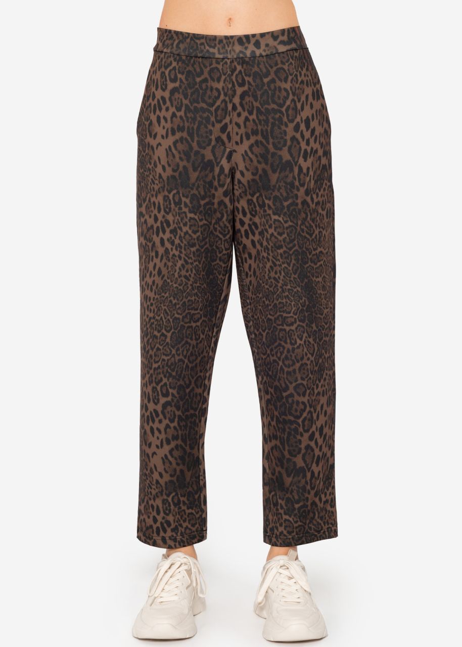Softe Hose mit Leo-Print - schwarz-braun