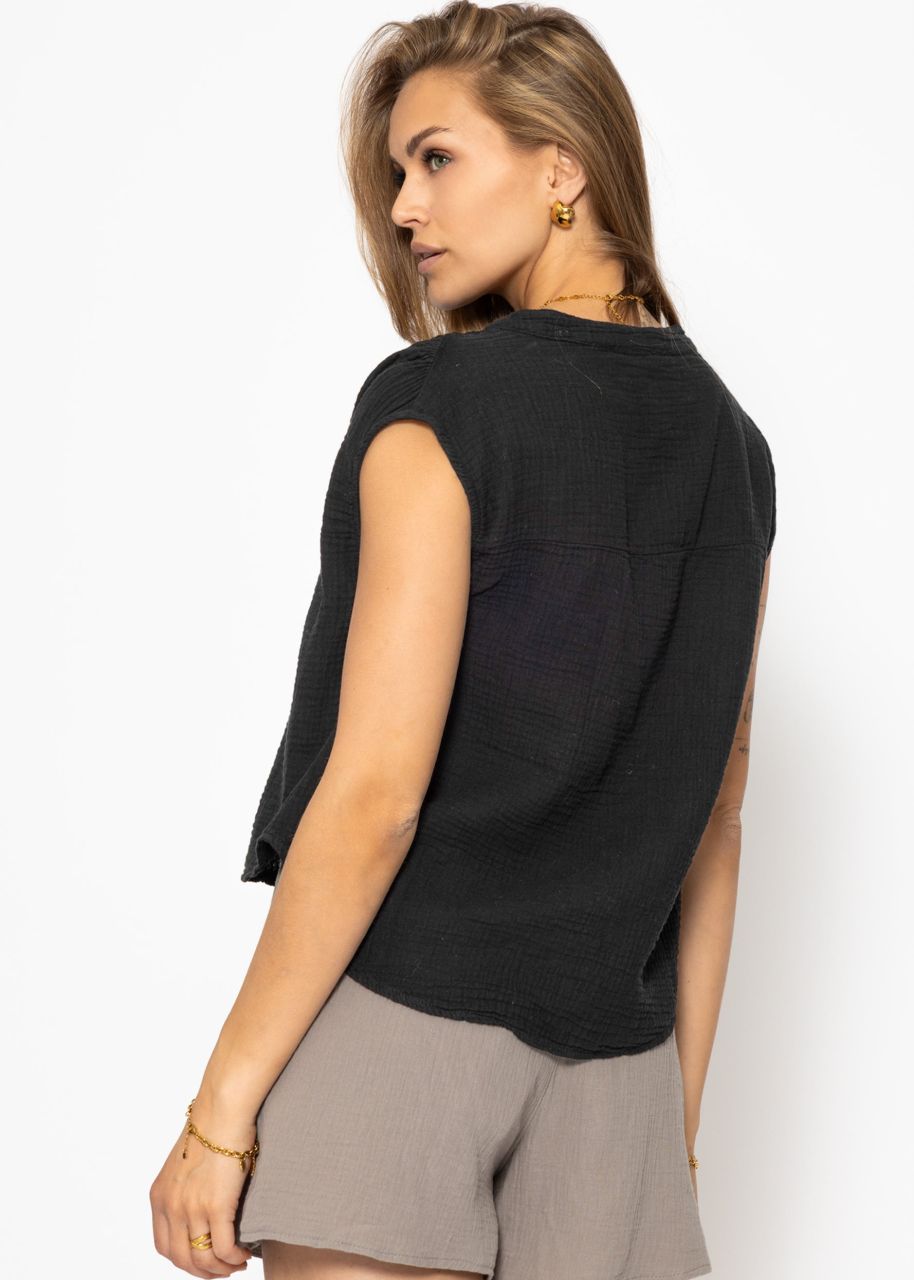 Musselin Shirt - schwarz