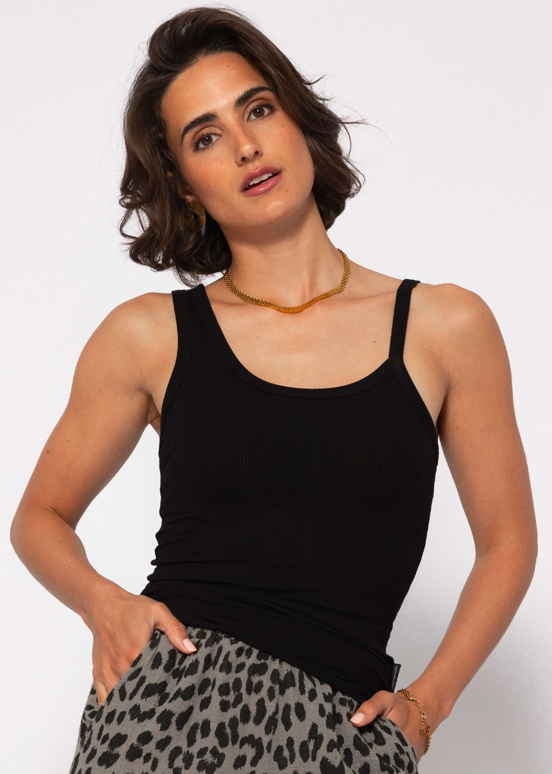 Asymmetrisches Tank Top - schwarz