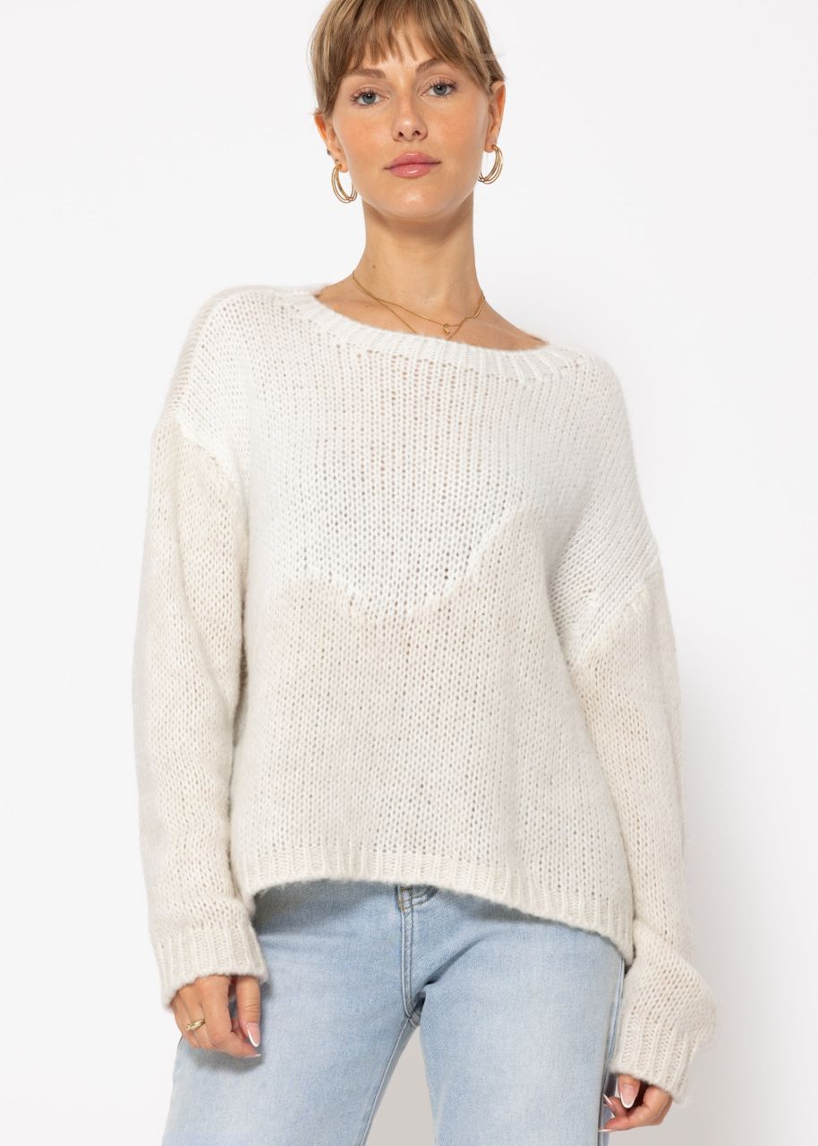 Zweifarbiger Strickpullover - offwhite-beige