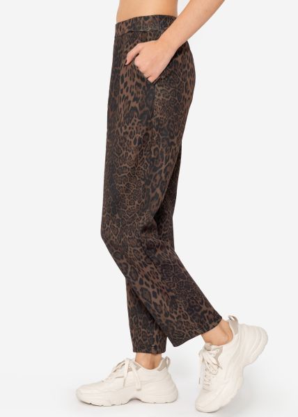 Softe Hose mit Leo-Print - schwarz-braun