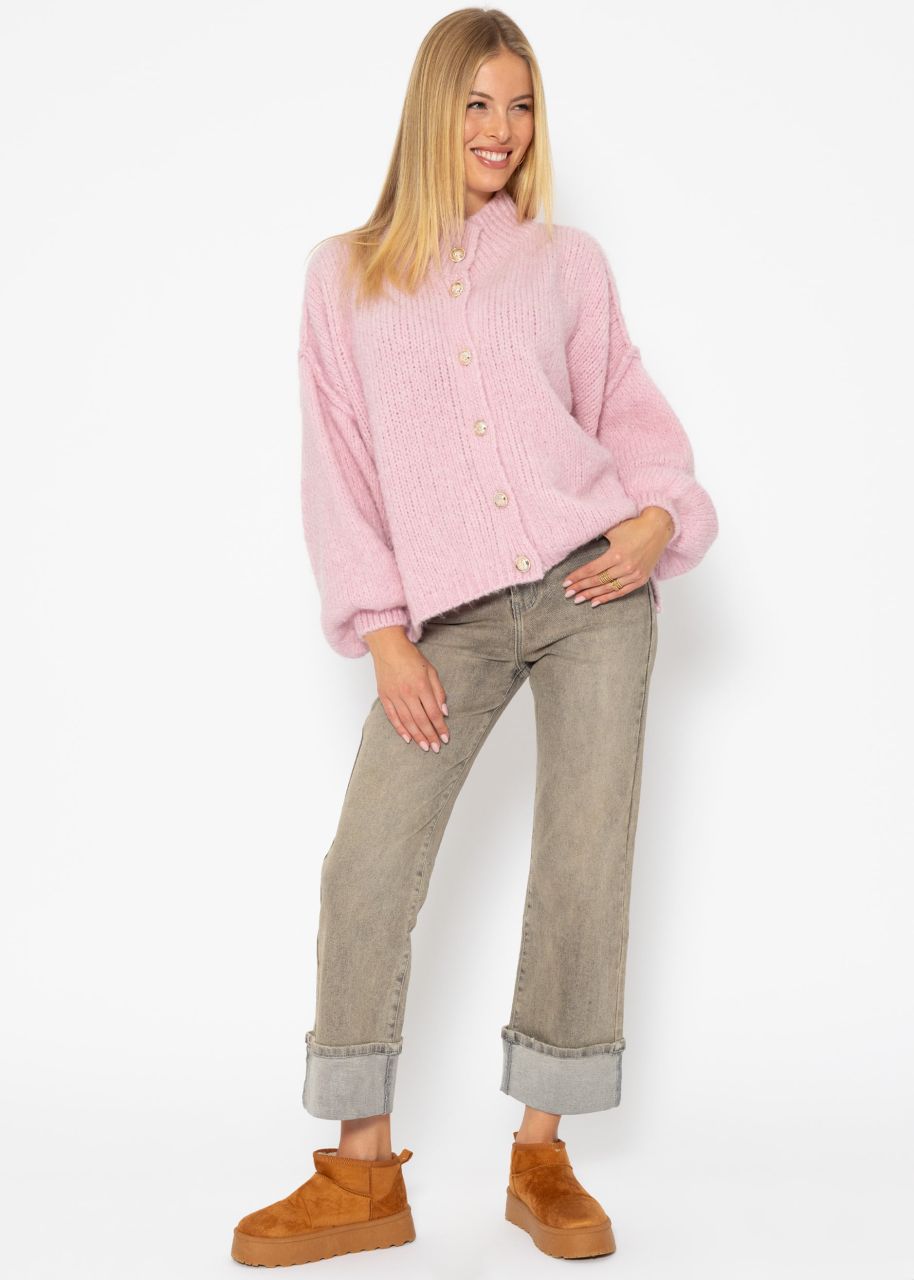 Jessica Haller Kuscheliger Oversize Cardigan mit Knöpfen - rosa